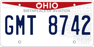 OH license plate GMT8742