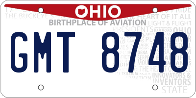 OH license plate GMT8748