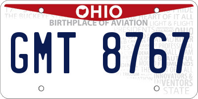 OH license plate GMT8767