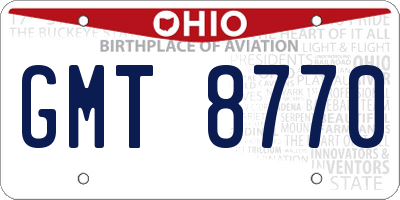 OH license plate GMT8770