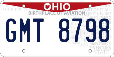 OH license plate GMT8798