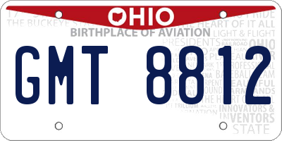 OH license plate GMT8812