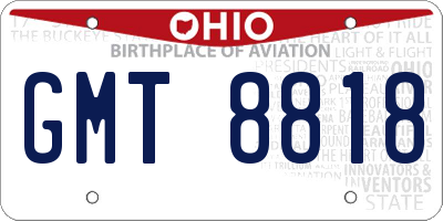 OH license plate GMT8818