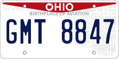 OH license plate GMT8847