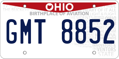 OH license plate GMT8852