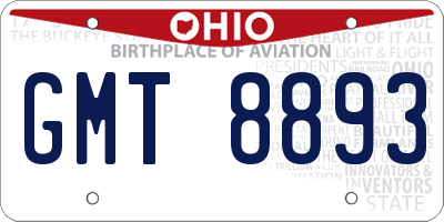 OH license plate GMT8893