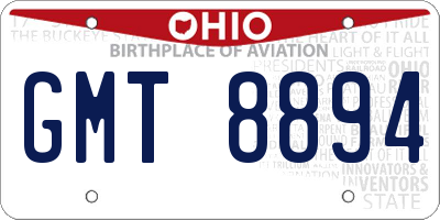 OH license plate GMT8894