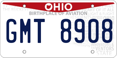 OH license plate GMT8908