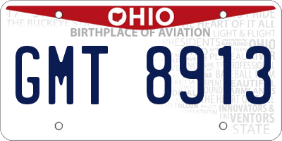 OH license plate GMT8913