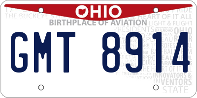 OH license plate GMT8914