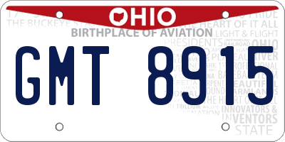 OH license plate GMT8915