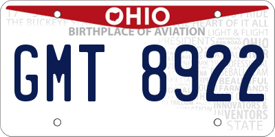 OH license plate GMT8922