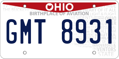 OH license plate GMT8931