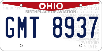 OH license plate GMT8937