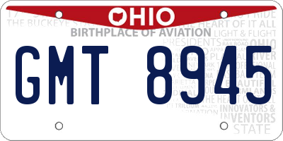 OH license plate GMT8945