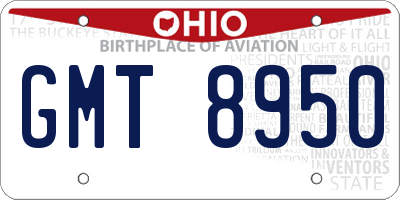 OH license plate GMT8950