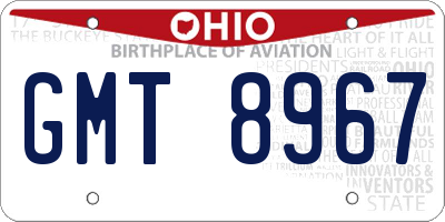OH license plate GMT8967