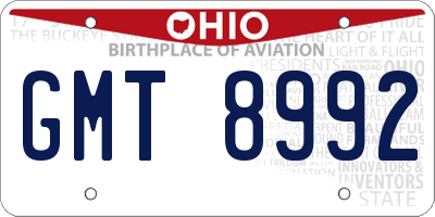 OH license plate GMT8992