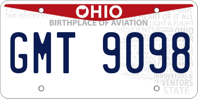 OH license plate GMT9098