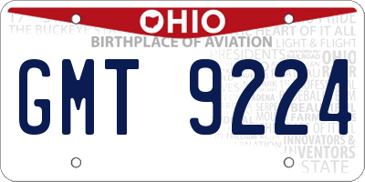 OH license plate GMT9224