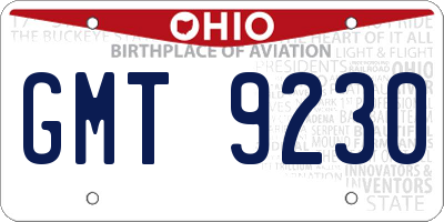 OH license plate GMT9230