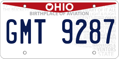 OH license plate GMT9287