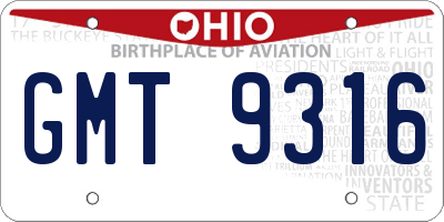 OH license plate GMT9316
