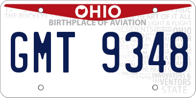 OH license plate GMT9348