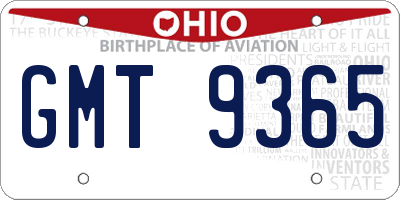 OH license plate GMT9365