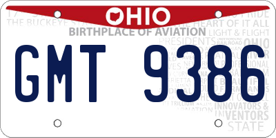 OH license plate GMT9386