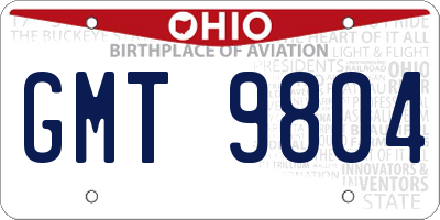 OH license plate GMT9804