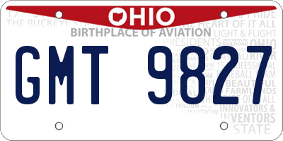 OH license plate GMT9827