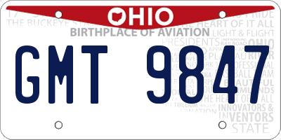 OH license plate GMT9847