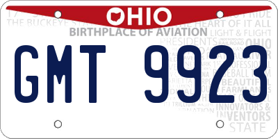 OH license plate GMT9923