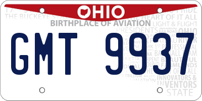 OH license plate GMT9937