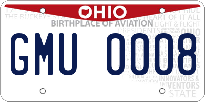 OH license plate GMU0008