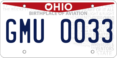 OH license plate GMU0033