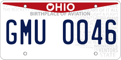OH license plate GMU0046