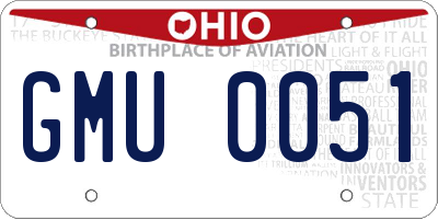 OH license plate GMU0051