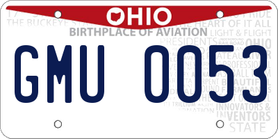 OH license plate GMU0053