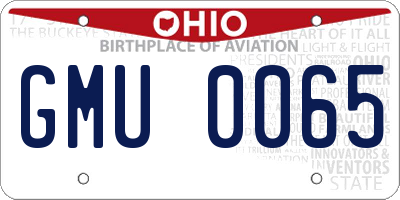 OH license plate GMU0065