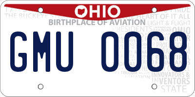 OH license plate GMU0068