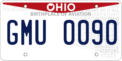OH license plate GMU0090