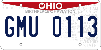 OH license plate GMU0113