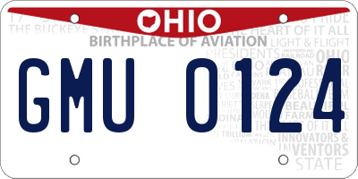OH license plate GMU0124
