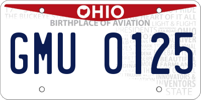 OH license plate GMU0125