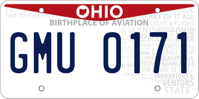 OH license plate GMU0171