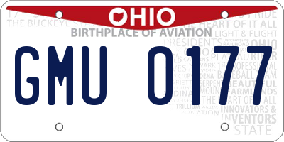 OH license plate GMU0177
