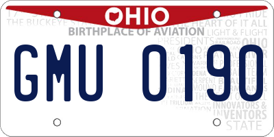OH license plate GMU0190