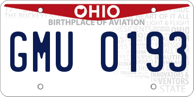 OH license plate GMU0193